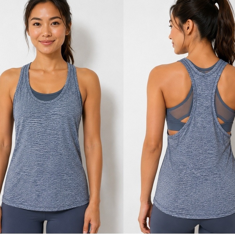 Lululemon No Limit Tank Top Womens 4 Gray Space Dye Built-in Bra Racerback Yoga